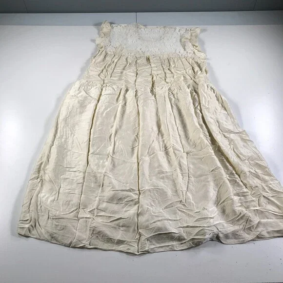 Vintage Sonia Rykiel Lingerie Nightgown Womens Large Cream Colored Lace Peplum - Picture 7 of 10